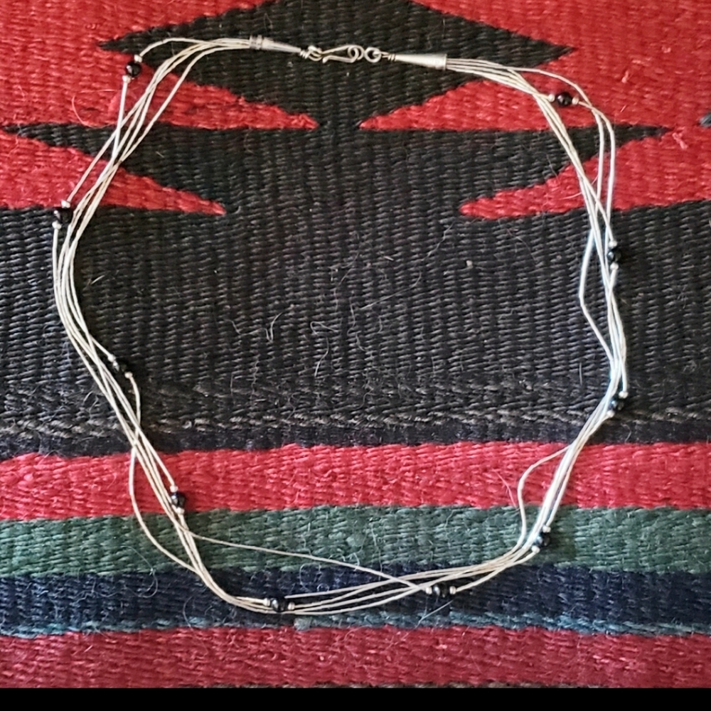 Native American Liquid Silver Onyx Necklace